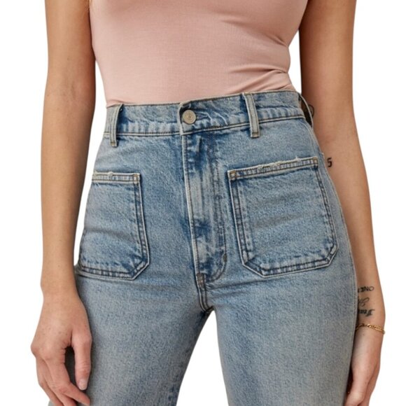 New Reformation Alyssa Patch Pocket High Rise Wide Leg Ankle Jeans 30 Aden Wash - Picture 5 of 15